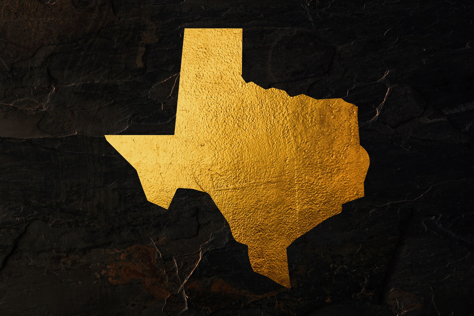 Texas map, border with golden gradient. Texas is a state of the United states of America.